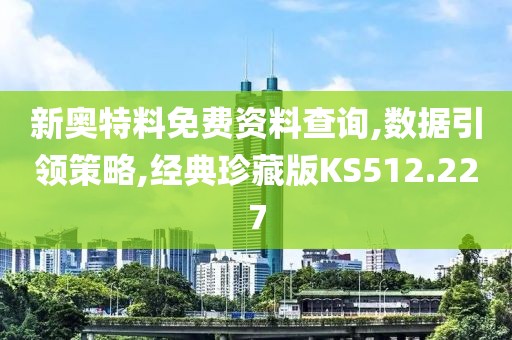 新奧特料免費資料查詢,數據引領策略,經典珍藏版KS512.227