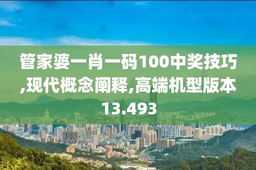 管家婆一肖一碼100中獎技巧,現代概念闡釋,高端機型版本13.493