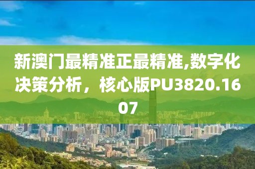 新澳門最精準正最精準,數字化決策分析，核心版PU3820.1607