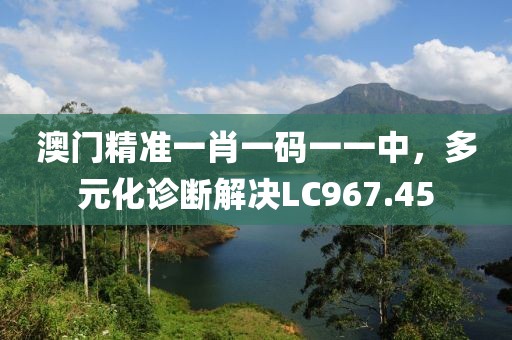 澳門精準一肖一碼一一中，多元化診斷解決LC967.45