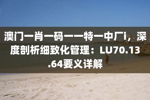 澳門一肖一碼一一特一中廠i，深度剖析細致化管理：LU70.13.64要義詳解