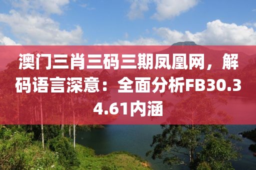 澳門三肖三碼三期鳳凰網，解碼語言深意：全面分析FB30.34.61內涵