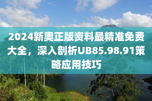 2024新奧正版資料最精準免費大全，深入剖析UB85.98.91策略應用技巧