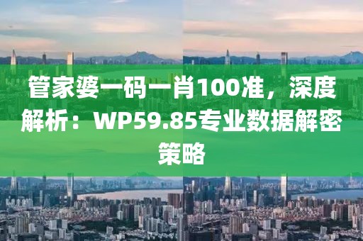 管家婆一碼一肖100準，深度解析：WP59.85專業數據解密策略