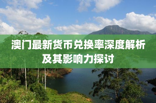 澳門最新貨幣兌換率深度解析及其影響力探討