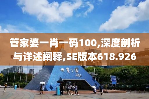 管家婆一肖一碼100,深度剖析與詳述闡釋,SE版本618.926